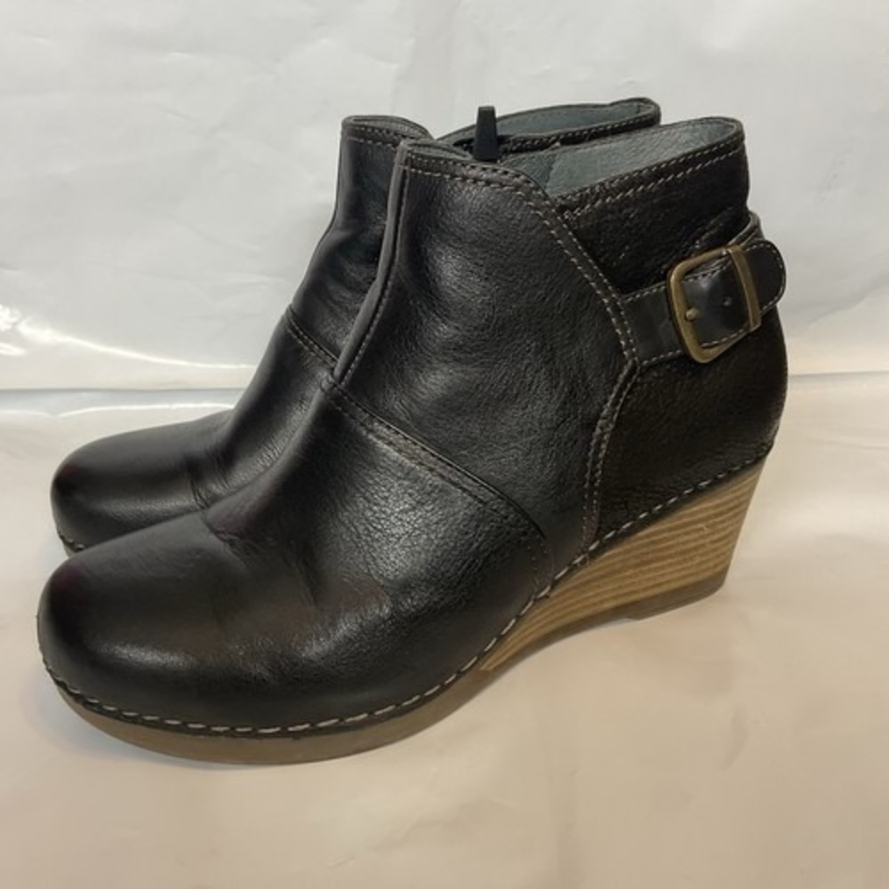 Dansko Shirley Black Ankle Boots Booties Women 39/US8.5-9 China Leather